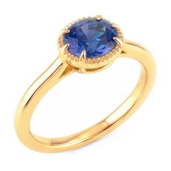 Yellow Gold Solitaire Ring Prong Set Blue Sapphire 1.50 Carats