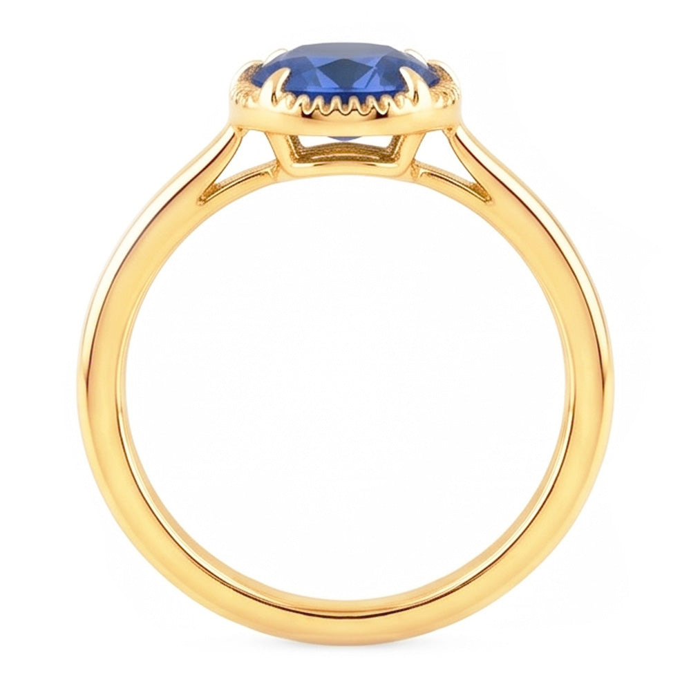 Yellow Gold Solitaire Ring Prong Set Blue Sapphire 1.50 Carats