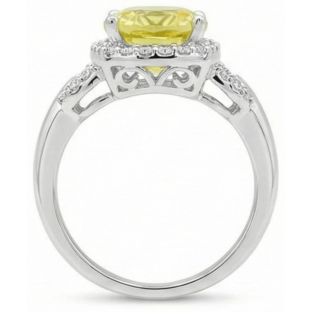 Yellow Sapphire And Natural Earth Mined Diamond ( Not Lab Grown ) s 4 Carats Ring White Gold 14K