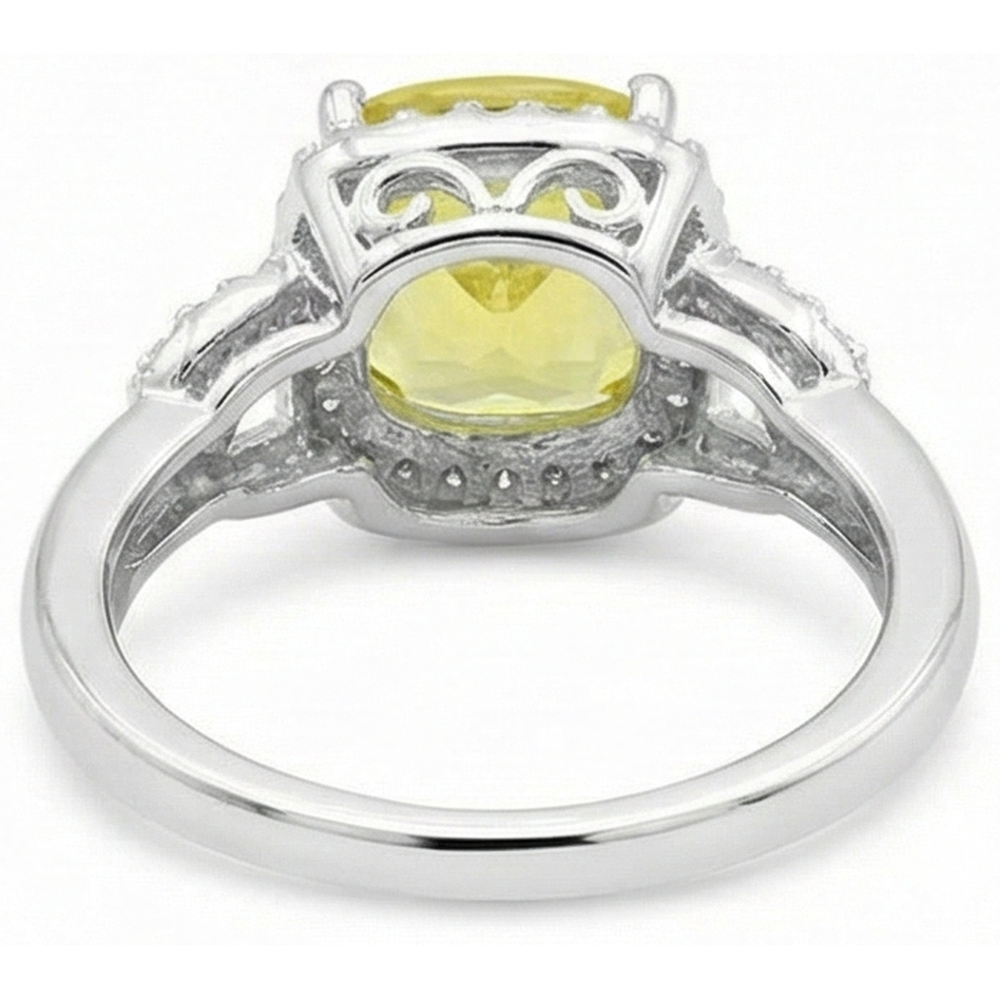 Yellow Sapphire And Natural Earth Mined Diamond ( Not Lab Grown ) s 4 Carats Ring White Gold 14K
