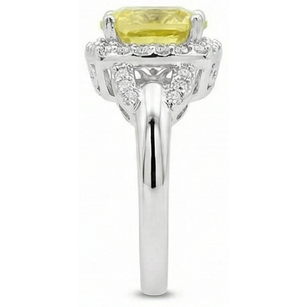 Yellow Sapphire And Natural Earth Mined Diamond ( Not Lab Grown ) s 4 Carats Ring White Gold 14K