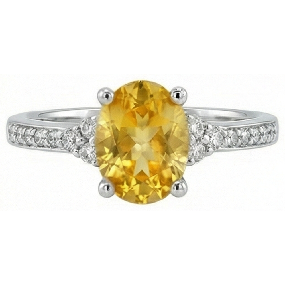 Yellow Sapphire And Natural Earth Mined Diamond ( Not Lab Grown )s 3.50 Ct Wedding Ring White Gold 14K