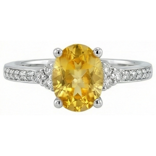 Yellow Sapphire And Natural Earth Mined Diamond ( Not Lab Grown )s 3.50 Ct Wedding Ring White Gold 14K