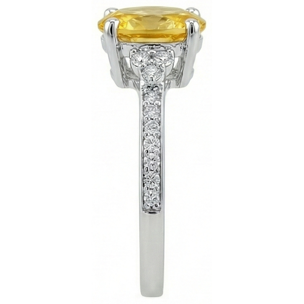 Yellow Sapphire And Natural Earth Mined Diamond ( Not Lab Grown )s 3.50 Ct Wedding Ring White Gold 14K