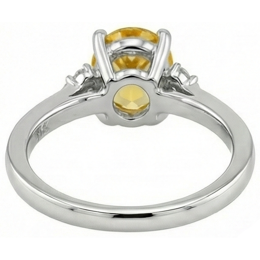 Yellow Sapphire And Natural Earth Mined Diamond ( Not Lab Grown )s 3.50 Ct Wedding Ring White Gold 14K