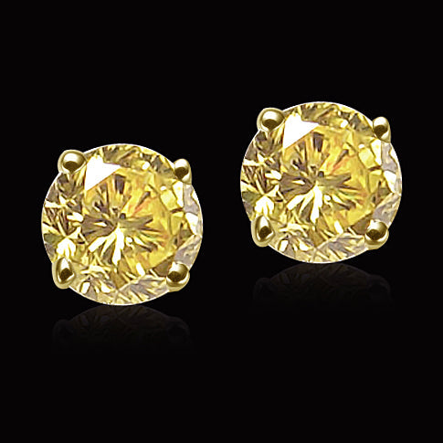 Brilliant Diamond Round Brilliant Stud Earrings in 14 Karat Yellow Gold – main view