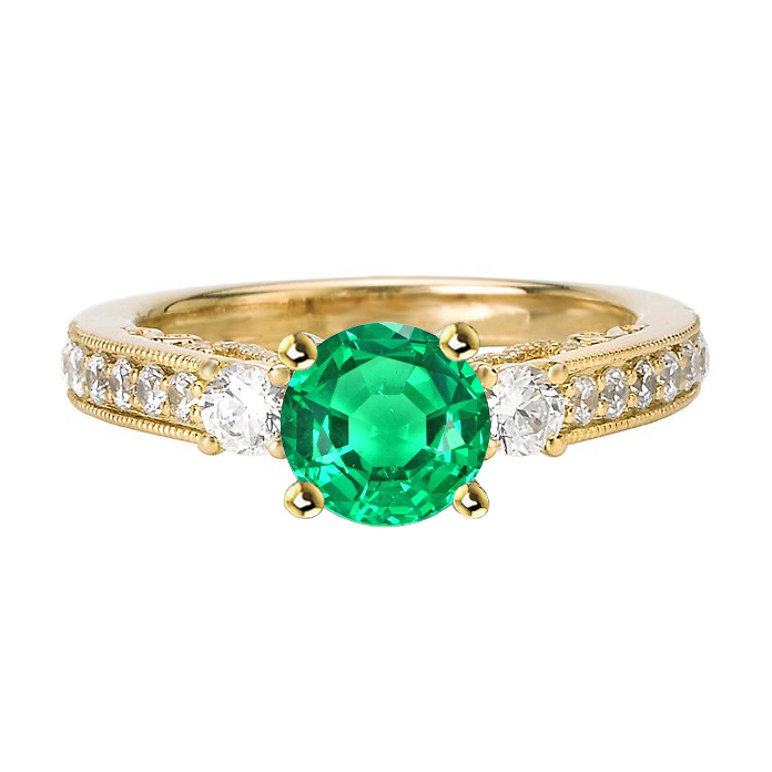 Gemstone Ring 14K Yellow Gold with Fine Emerald – main view