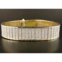 Yellow Gold 14K 18 Carats Natural Round Cut Diamond Bracelet Men Jewelry