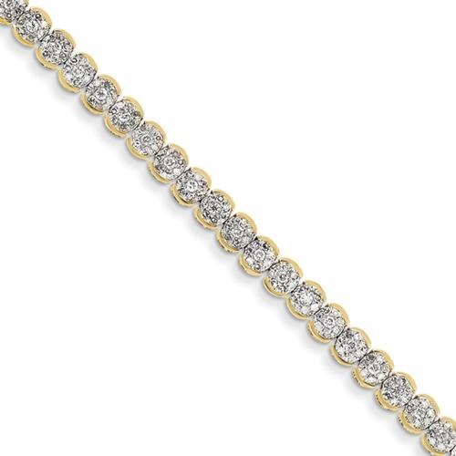 Yellow Gold 14K 2 Carats Real Diamond Bracelet Sparkling Jewelry