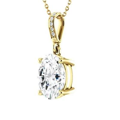 Yellow Gold 14K 3.25 Carats Sparkling Real Diamonds Pendant Necklace