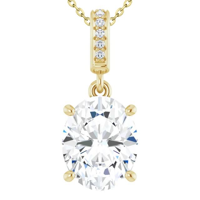 Yellow Gold 14K 3.25 Carats Sparkling Real Diamonds Pendant Necklace