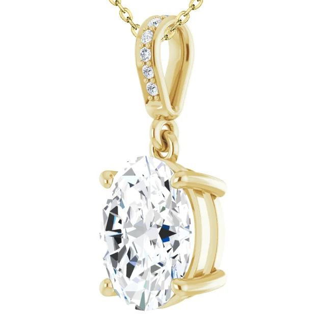 Yellow Gold 14K 3.25 Carats Sparkling Real Diamonds Pendant Necklace