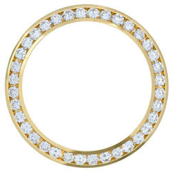 Yellow Gold 14K Round Real Diamond Bezel To Fit Rolex Date 34 Mm Watch 3 Ct