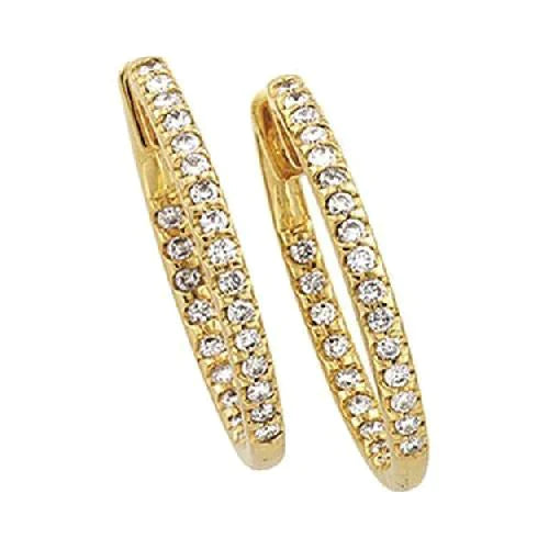 Yellow Gold 1 Carat Real Diamond Hoop Earrings