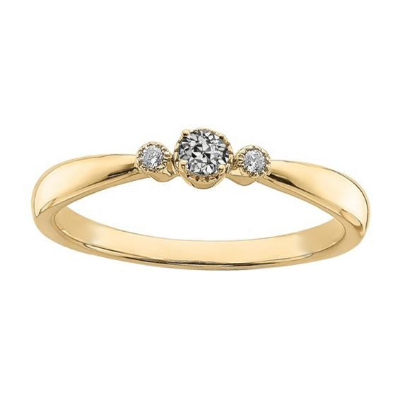 Yellow Gold 3 Stone Wedding Ring Round Old Mine Cut Genuine Diamond 1 Carat