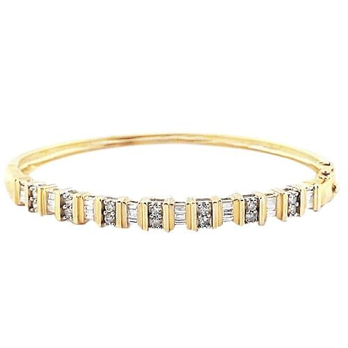 Yellow Gold Genuine  Diamond Bangle 6 Carats Women Jewelry New