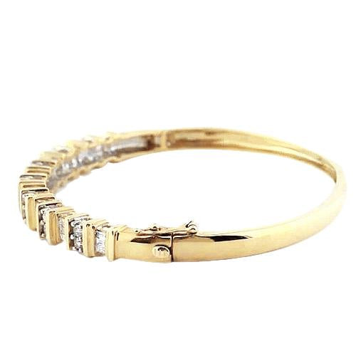 Yellow Gold Genuine  Diamond Bangle 6 Carats Women Jewelry New