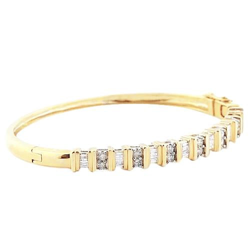 Yellow Gold Genuine  Diamond Bangle 6 Carats Women Jewelry New