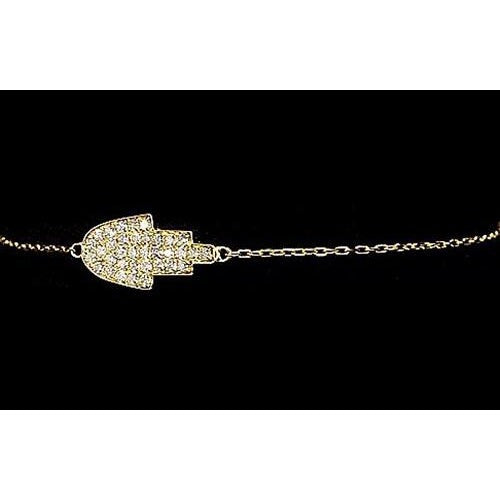 Yellow Gold Genuine Diamond Bracelet 2 Carats Women Jewelry 14K Hamsa Jewelry
