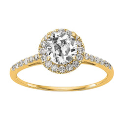 Yellow Gold Halo Ring With Accents Old Cut Natural Diamond 3.25 Carats