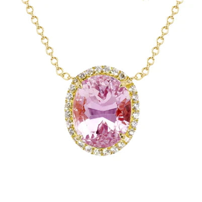 Yellow Gold Pink Kunzite Pendant