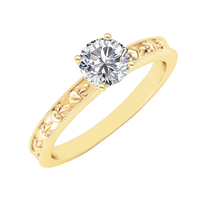 Yellow Gold Round Cut 1.75 Carat Sparkling Real Diamond Anniversary Ring