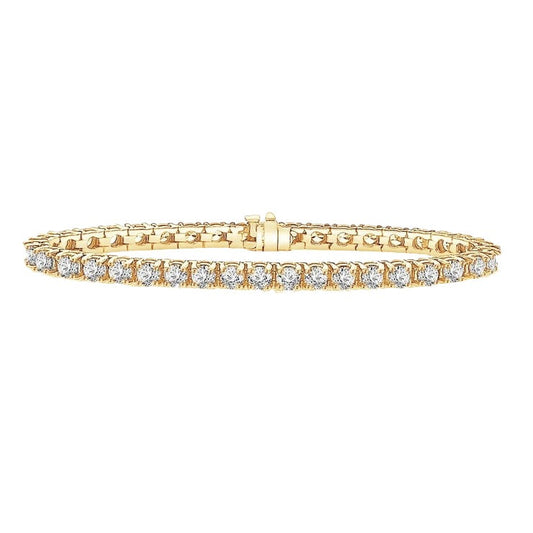 Yellow Gold Round Real Diamonds Tennis Bracelet 12 Carats 18K - Tennis Bracelet-harrychadent.ca