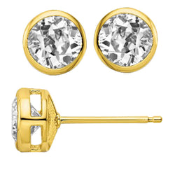 Earth-Mined Bezel-Set Brilliant Diamond Earrings 3 ct