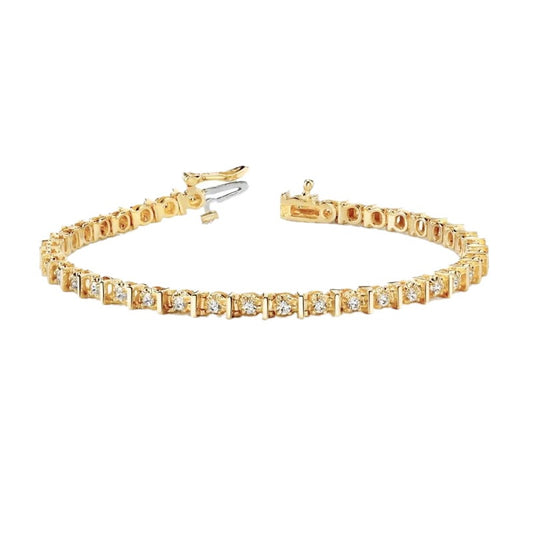 Yellow Natural Gold 14K Diamonds Basic Tennis Bracelet 2 Carats - Tennis Bracelet-harrychadent.ca