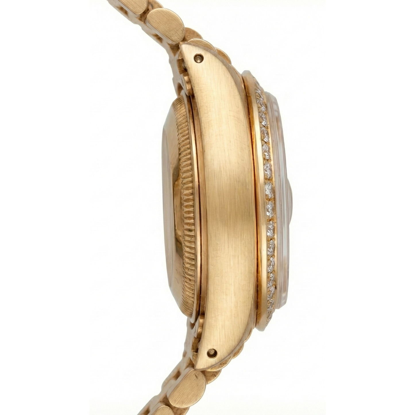 Yg Rolex Datejust President Style Watch Diamond Bezel Arabic Dial