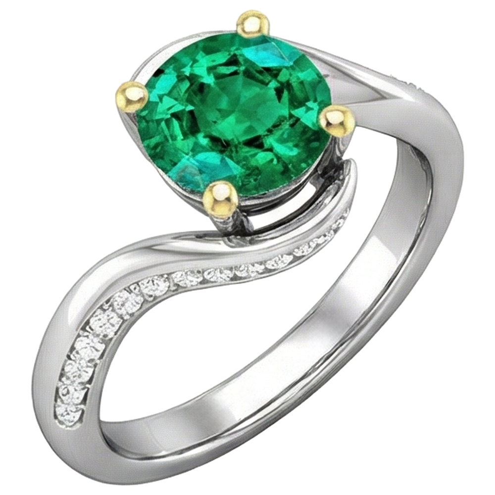 Genuine Fine Emerald Colored Stone Ring – side view