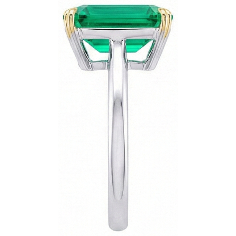 Fine Emerald Colored Stone Ring 4-ct 14 Karat Two Tone Gold – angle view