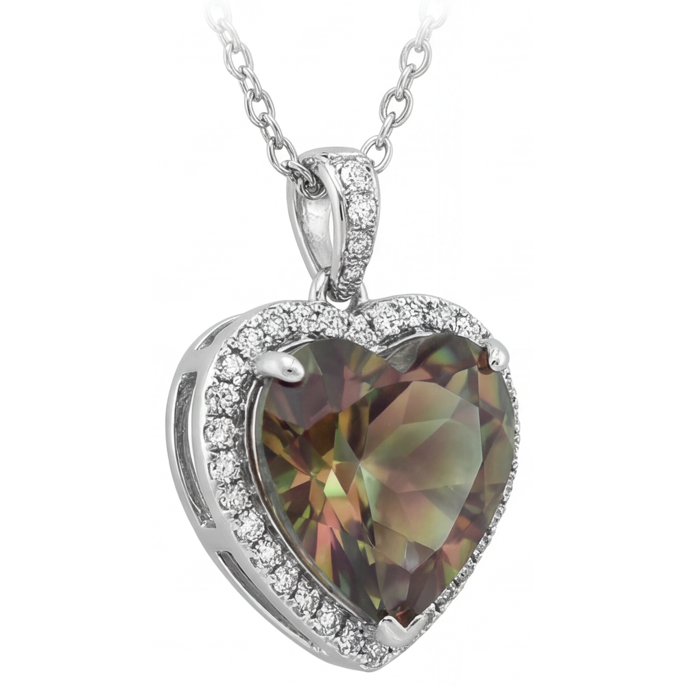 Heart Shape Alexandrite ring in 14 Karat White Gold – front view