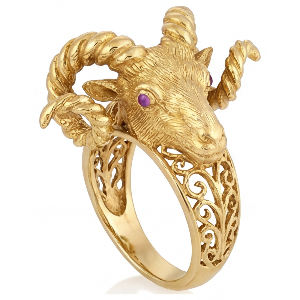 Precious Stone Ring 14K Yellow Gold with Amethyst – side view