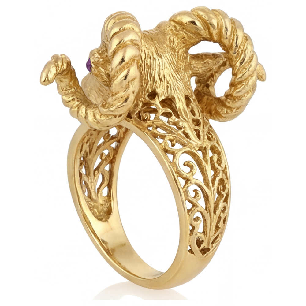 Precious Stone Ring 14K Yellow Gold with Amethyst – profile view