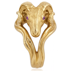 Luxurious Precious Stone Ring with Ram Head Amethyst – 0.10 ct