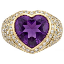 Authentic VVS Amethyst Precious Stone Ring 10 ct