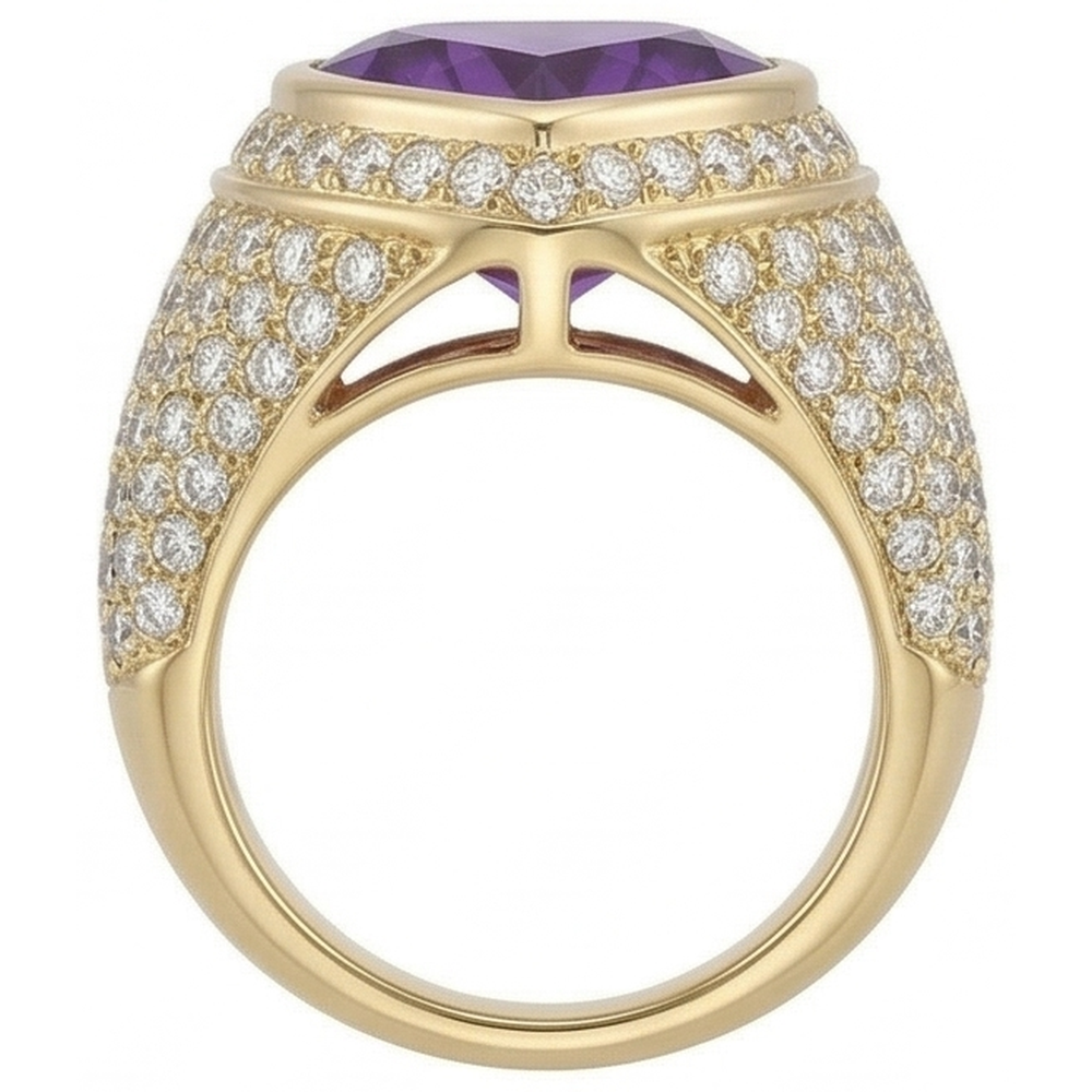 Authentic Amethyst Precious Stone Ring – back view