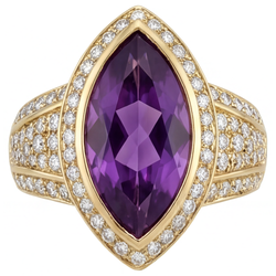Earth-Mined Amethyst Precious Stone Ring 9.50 ct – 14K Yellow