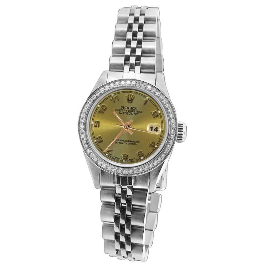 Arabic Dial Rolex Datejust Watch Diamond Bezel Jubilee Ss Bracelet