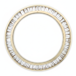 Baguette Diamond Watch Bezel 1.5 Carat 28 mm To Fit Rolex Datejust Genuine Natural 14K Yellow Gold Channel