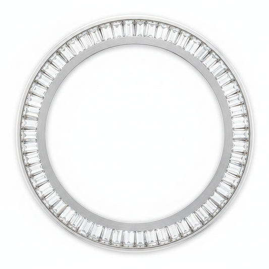 Baguette Diamond Watch Bezel 2 Carat 28 mm To Fit Rolex Datejust Genuine Natural Stainless Steel Channel