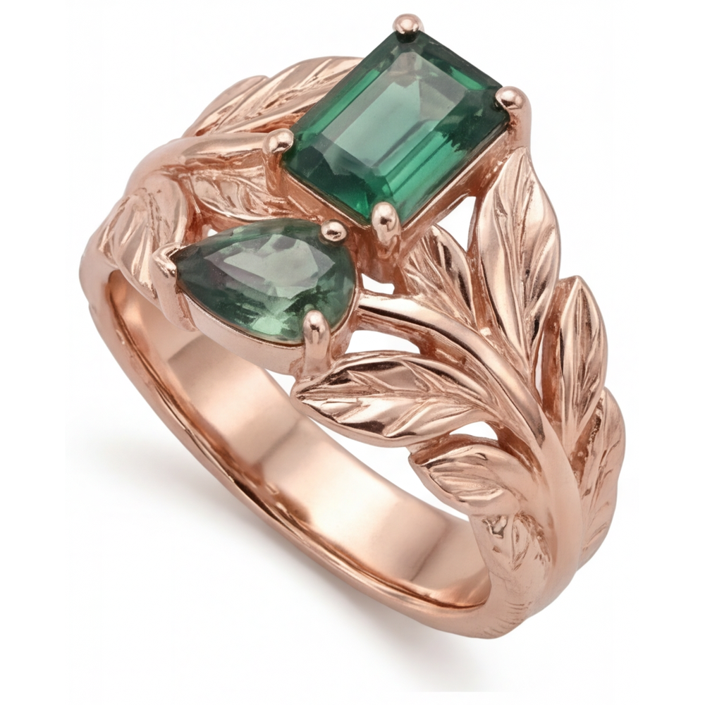 Earth-Mined Blue Sapphire Colored Stone Ring 2.50 ct 14 Karat Rose Gold – front view