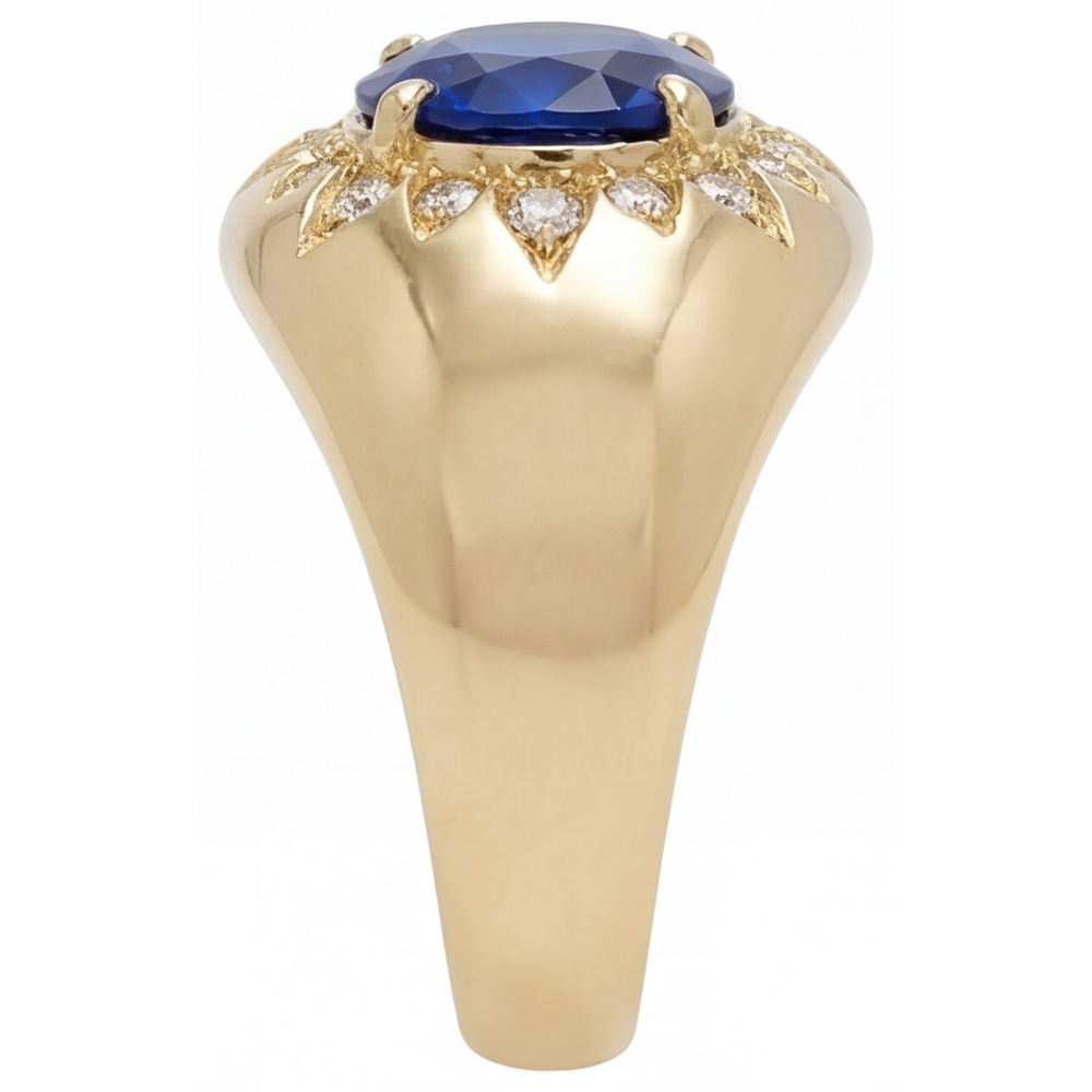 Real Blue Sapphire Colored Stone Ring 2.75 ct 14 Karat Yellow Gold – angle view
