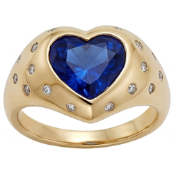 Luxury VVS Blue Sapphire Colored Stone Ring – 3.50 ct 14K Yellow