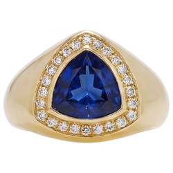 4 ct Blue Sapphire Colored Stone Ring in 14K Yellow Gold