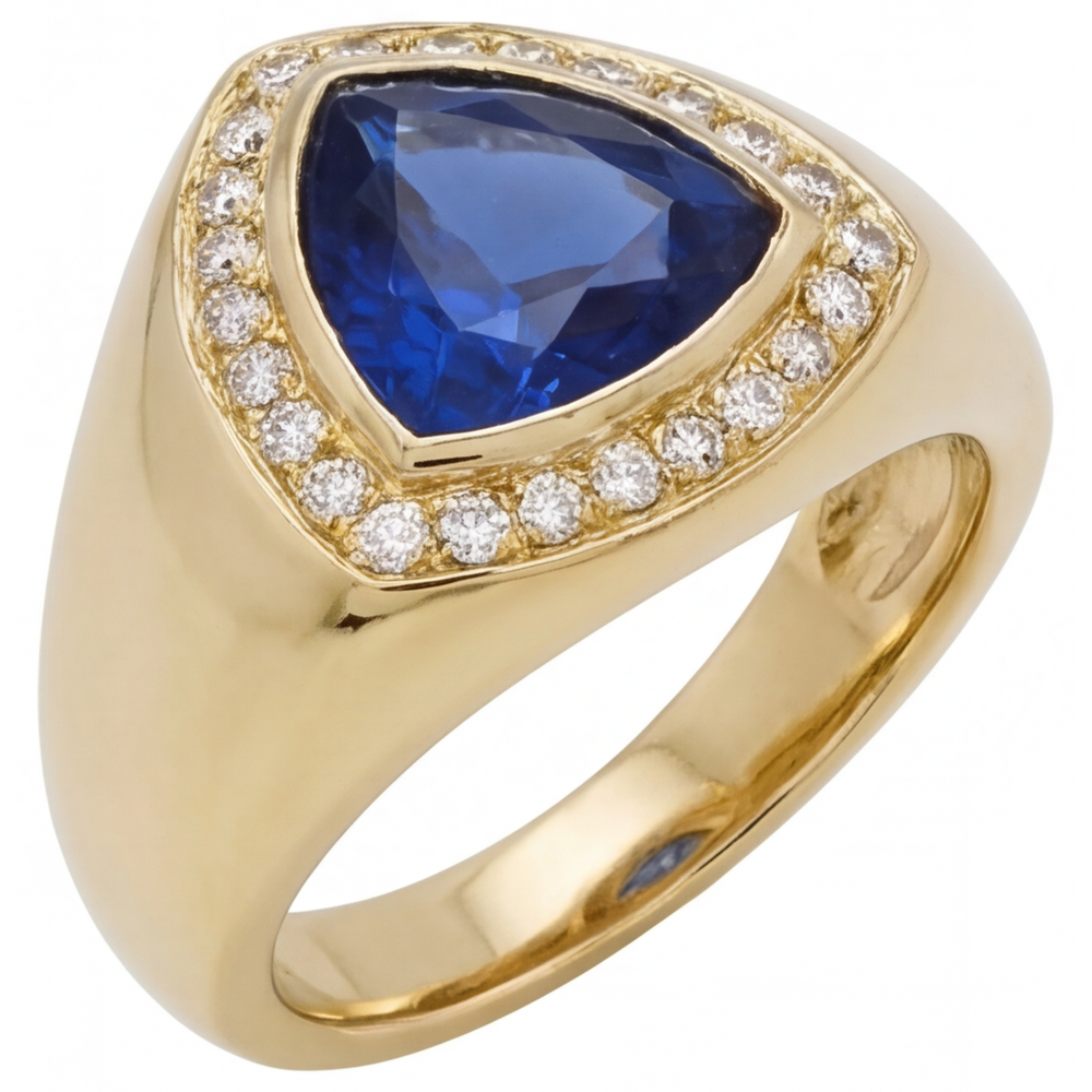 Colored Stone Ring 14K Yellow Gold with Blue Sapphire – front view