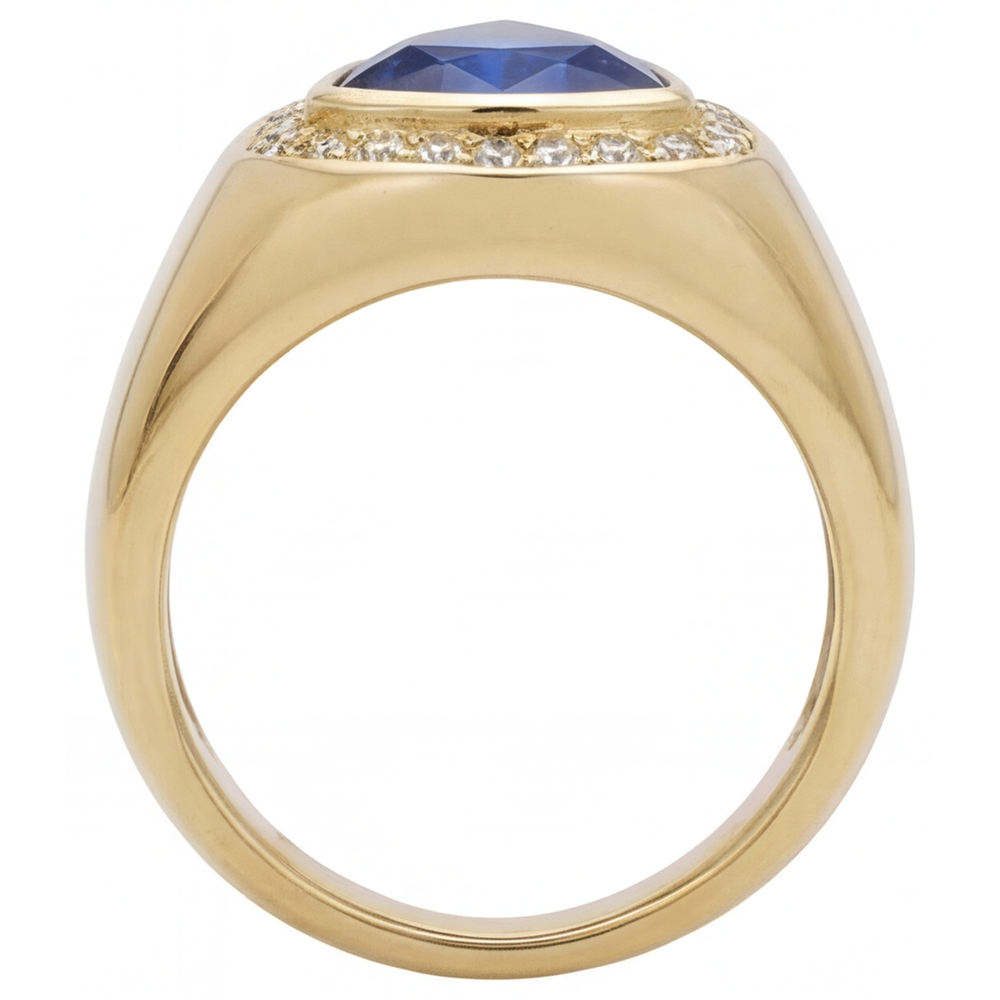 Genuine Blue Sapphire Colored Stone Ring 4 ct 14K Yellow Gold – angle view