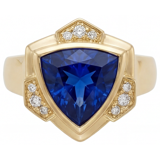 Earth-Mined Blue Sapphire Fine Jewelry 5.5 ct 14 Karat Yellow Gold – main view
