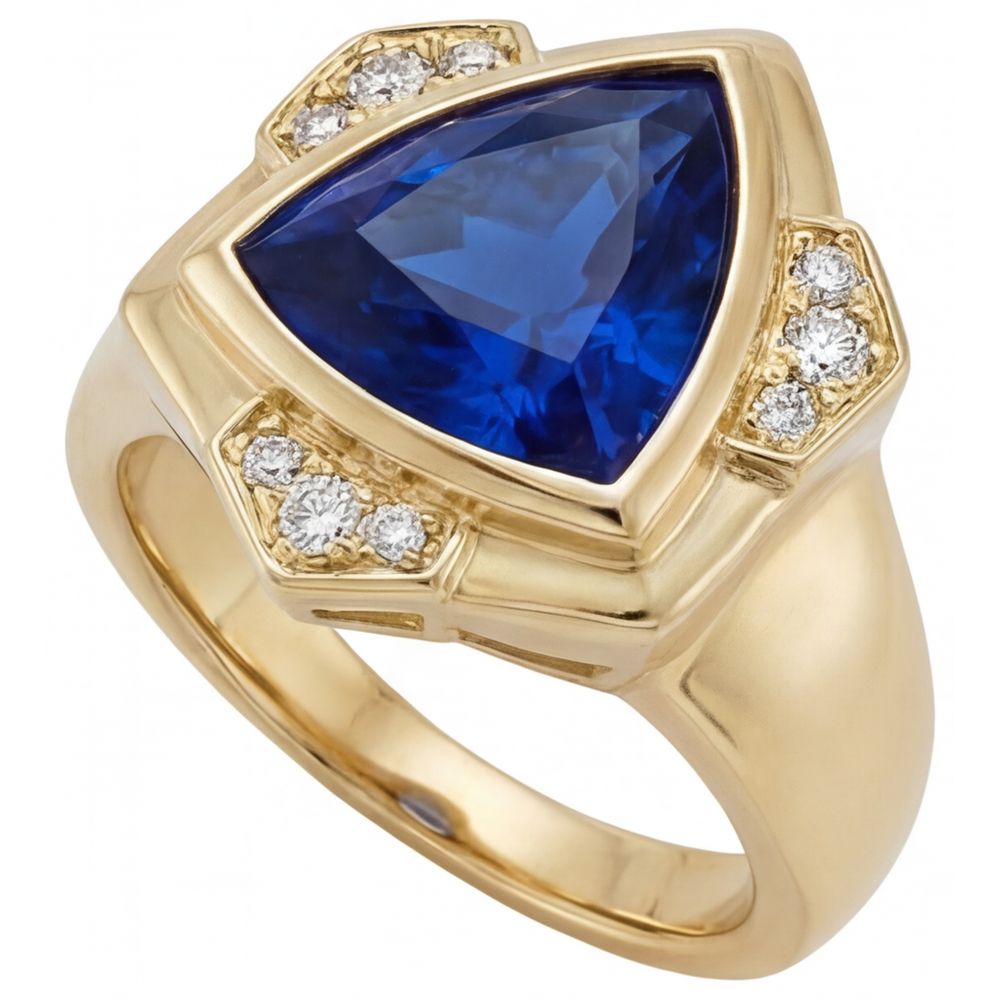 Blue Sapphire Fine Jewelry 5.5-ct 14 Karat Yellow Gold – angle view